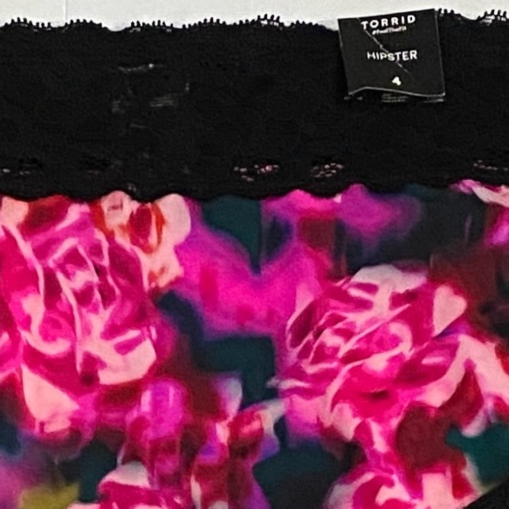 NWT Torrid Lace Floral Hipster Panty, Sz 4, 4x, Mid rise, Roses, Stretchy - Picture 3 of 10